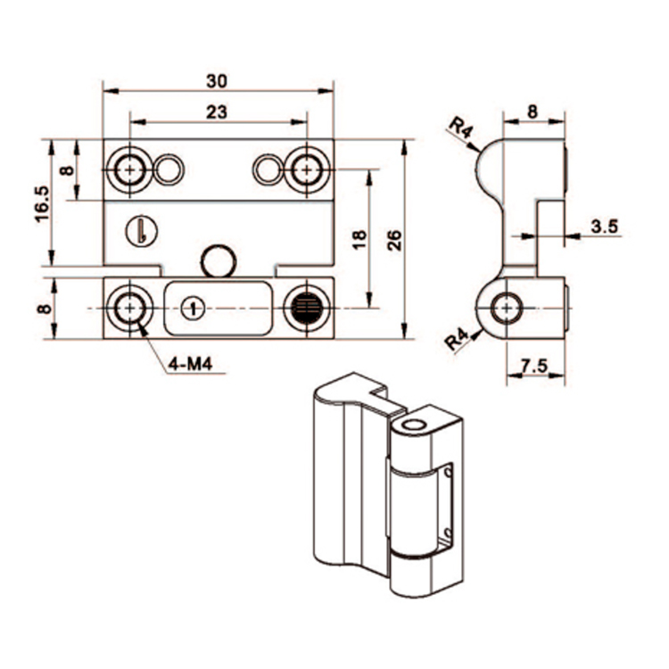 Bản Lề Phẳng-B2205-22