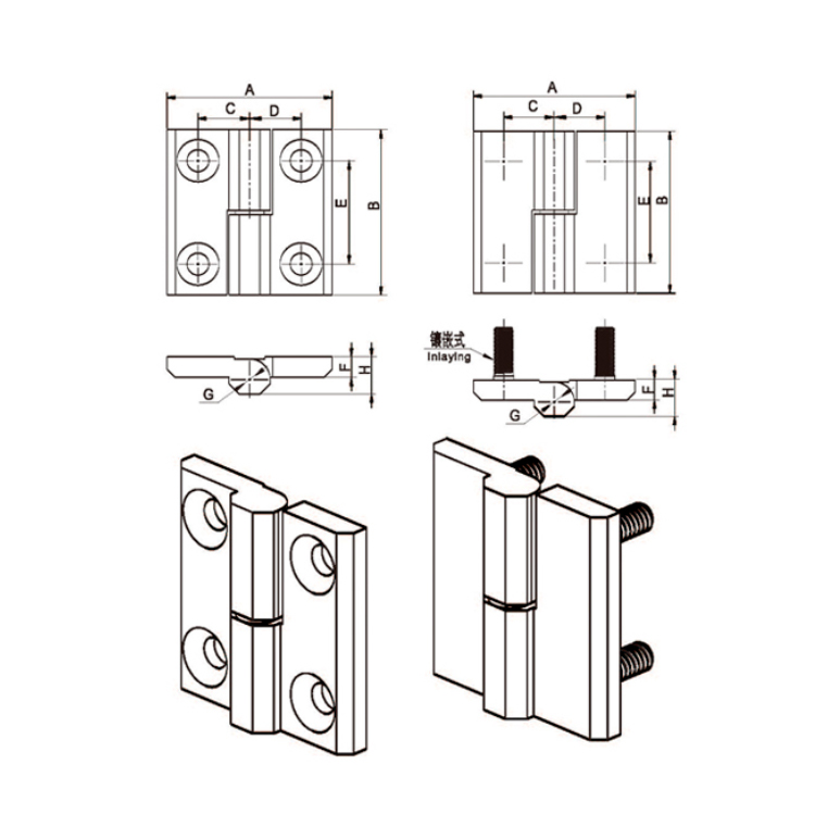 Bản lề có thể tháo rời lắp chìm-B2207