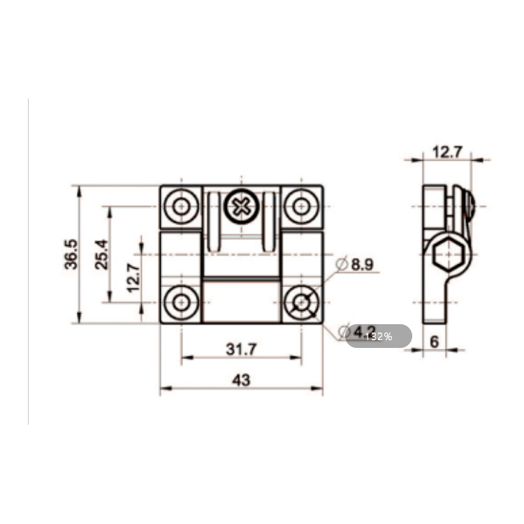 Bản lề giảm chấn điều chỉnh bằng nhựa-B2215