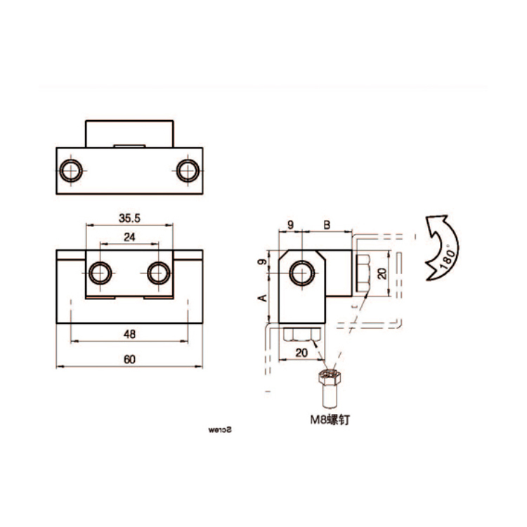 Bản lề lắp bậc góc phải-B2219-1;2