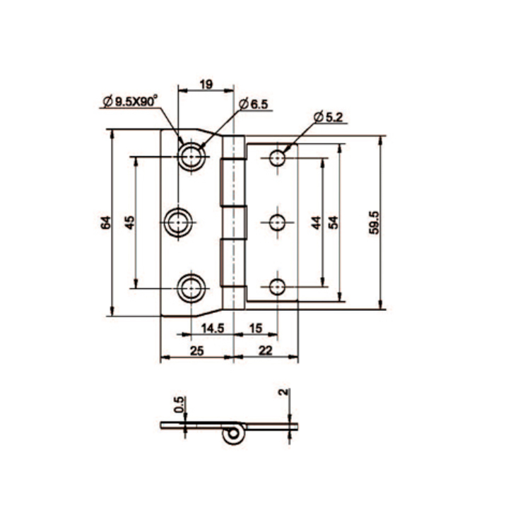 Bản Lề Thép Không Gỉ Gắn Phẳng-B2221-4