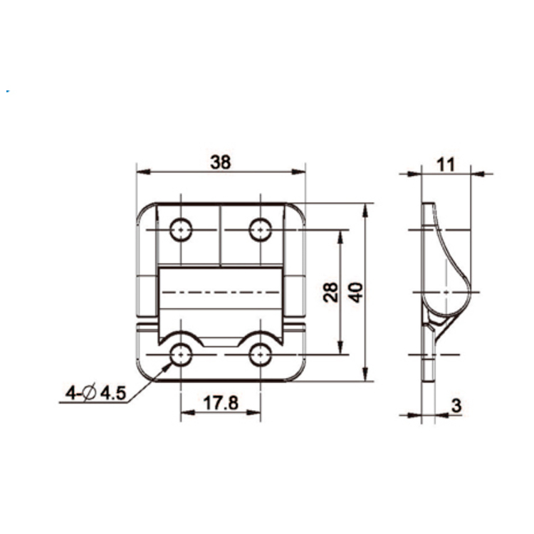 Bản lề giảm chấn gắn phẳng-B2222-3;4