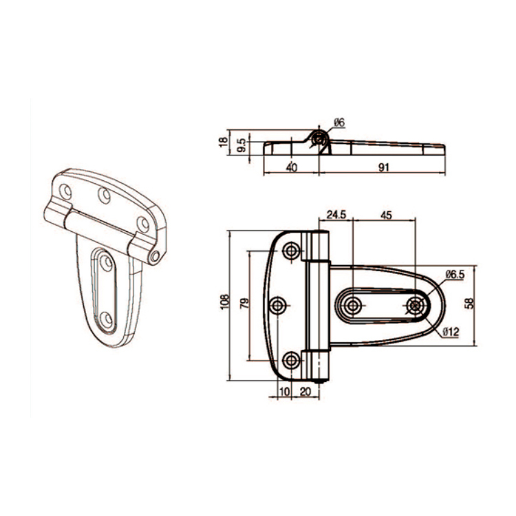 Pa lăng bản lề phẳng-B2226-1
