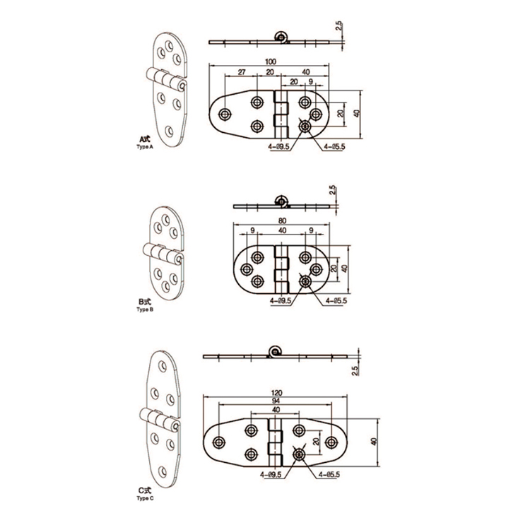 Bản Lề Phẳng Inox-B2227-2