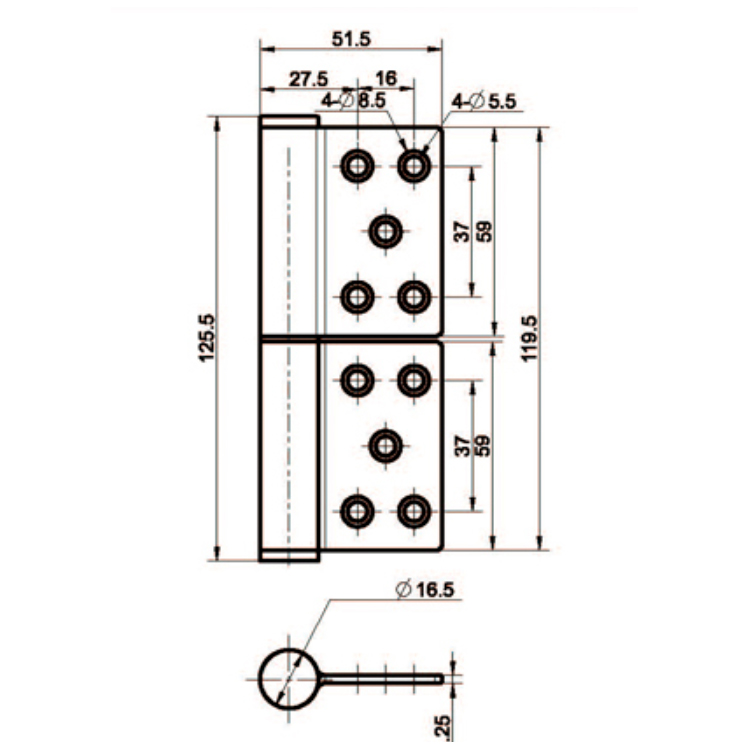 Bản lề tháo rời tích hợp bằng thép không gỉ-B2228-13