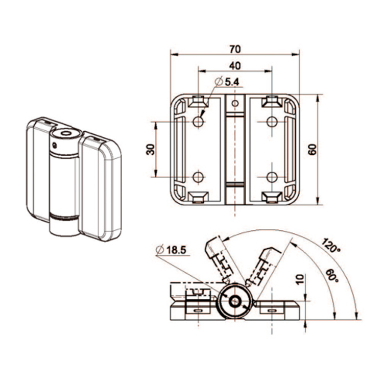 Bản lề định vị lắp phẳng-B2233-1