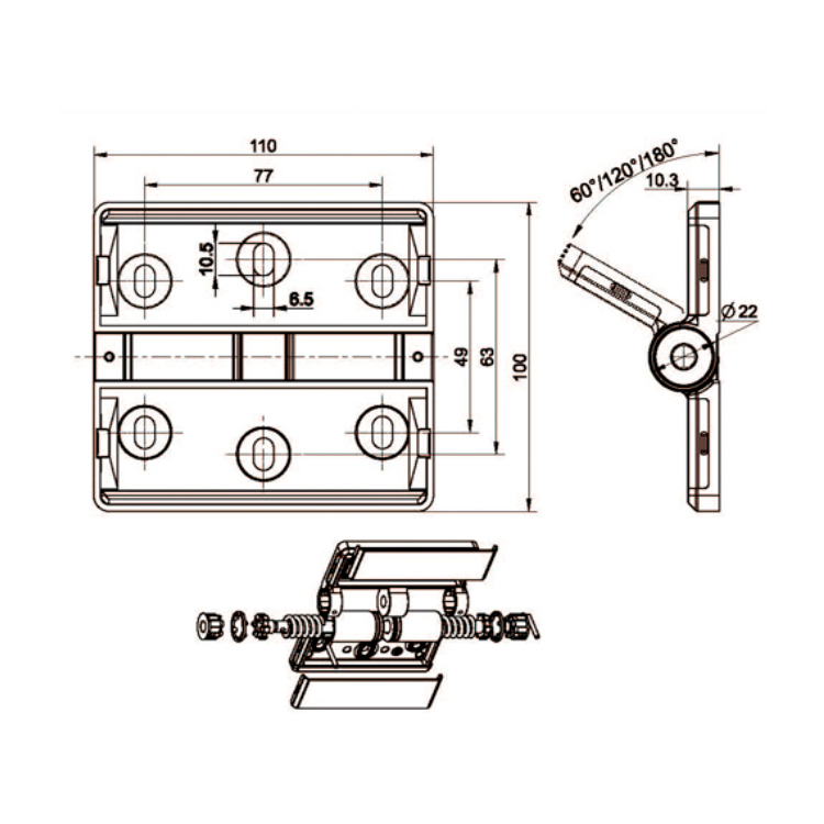Bản lề định vị lắp phẳng-B2233-2
