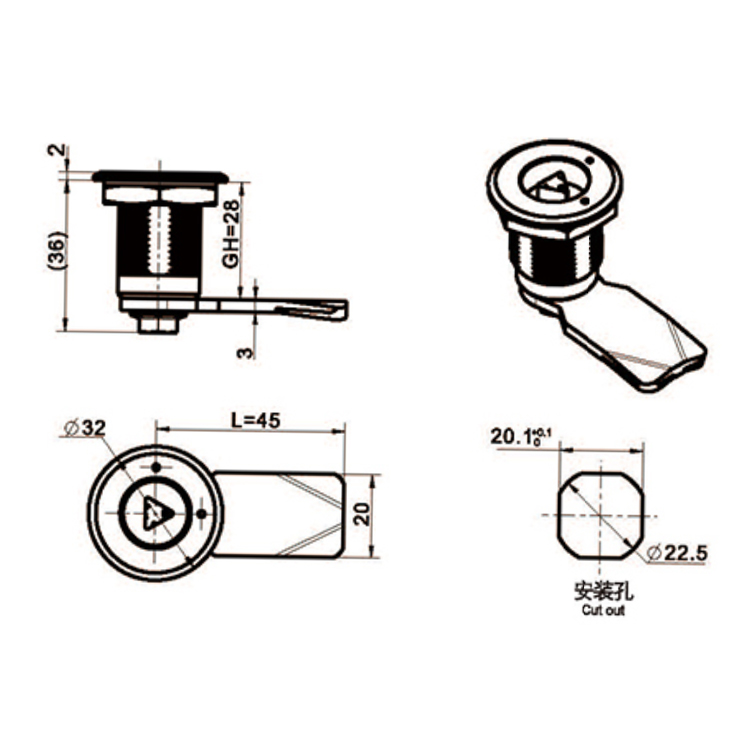 Loại công cụ Cam Lock-A6014