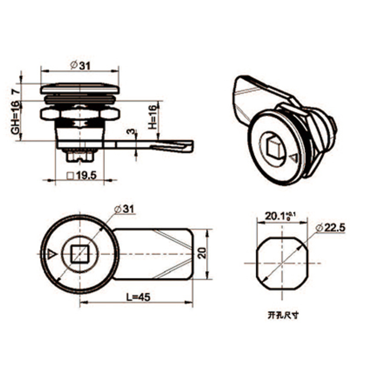 Nắp Công Cụ Loại Cam Lock-A6018