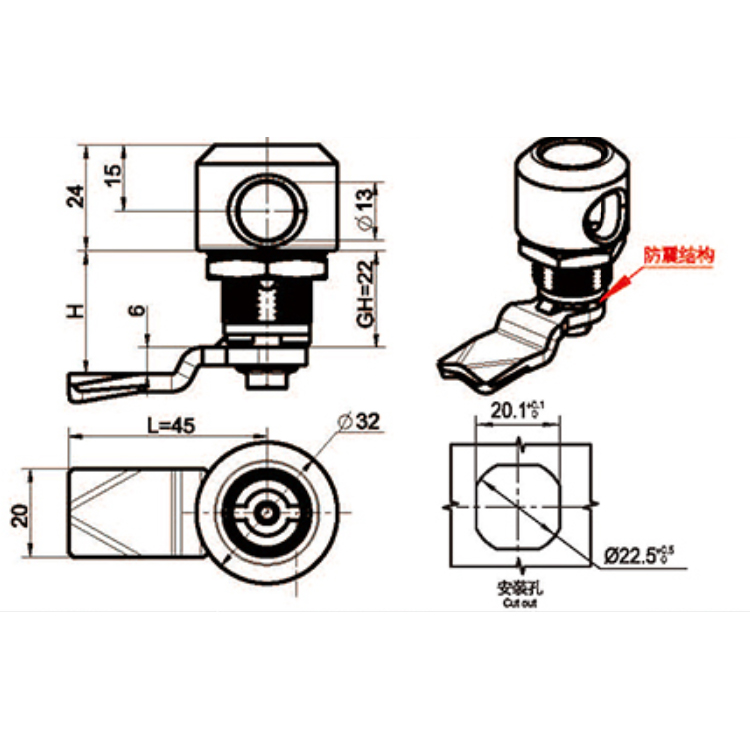 Ổ khóa công cụ Type Cam Lock-A6019