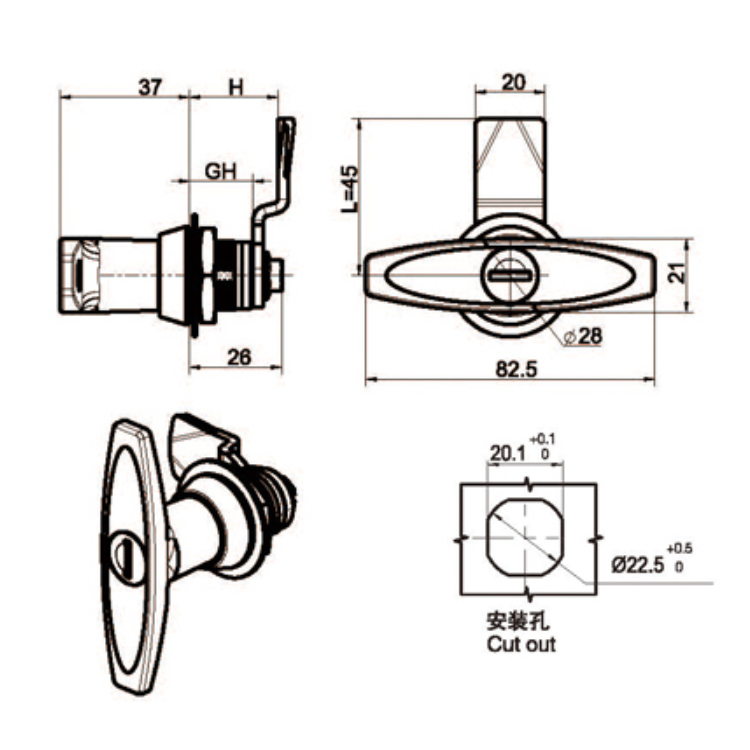 Khóa Cam Tay Cầm Chữ T-A6096