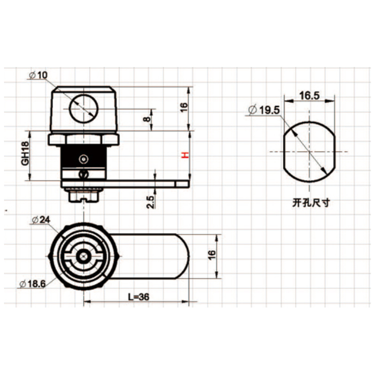Loại công cụ Loại ổ khóa Cam Lock-A6208-1