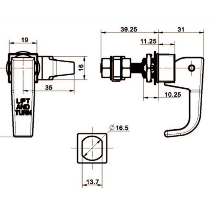Khóa kéo tay cầm hình chữ L nhỏ Lock-A6241