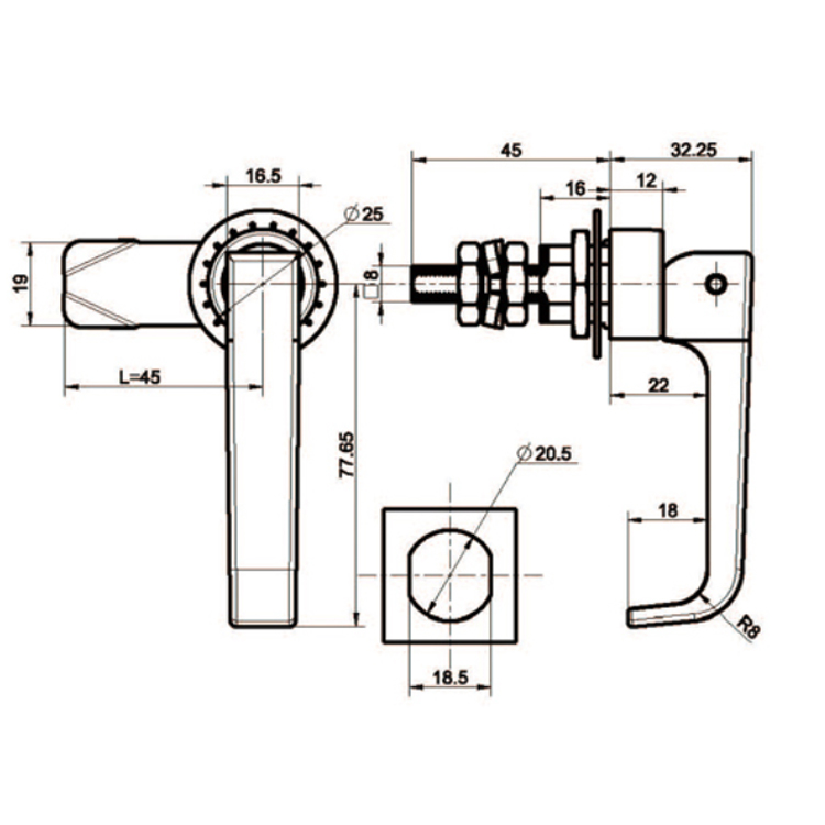 Khóa Nén Kiểu Kéo Tay Cầm Chữ L Cỡ Trung-A6242