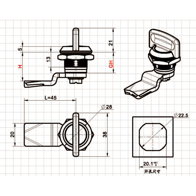 Khóa Cam Loại Núm-A6306-3